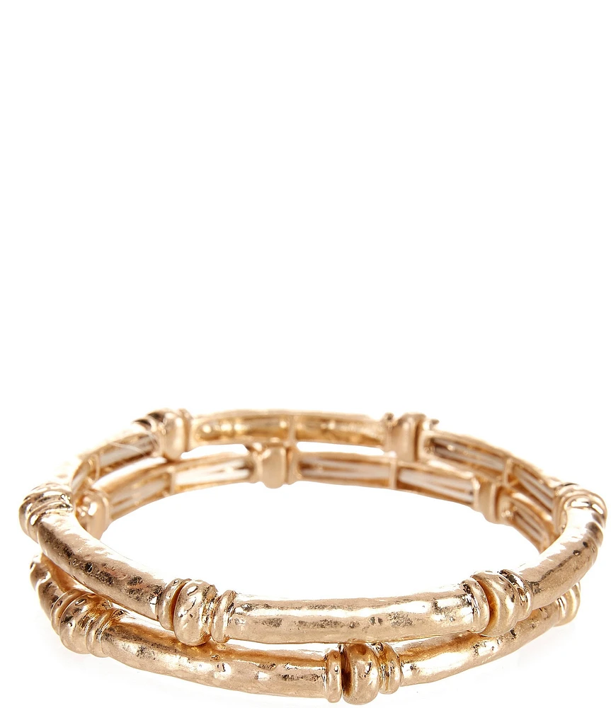 Southern Living Gold-Plated Metal Stretch Bracelet Set