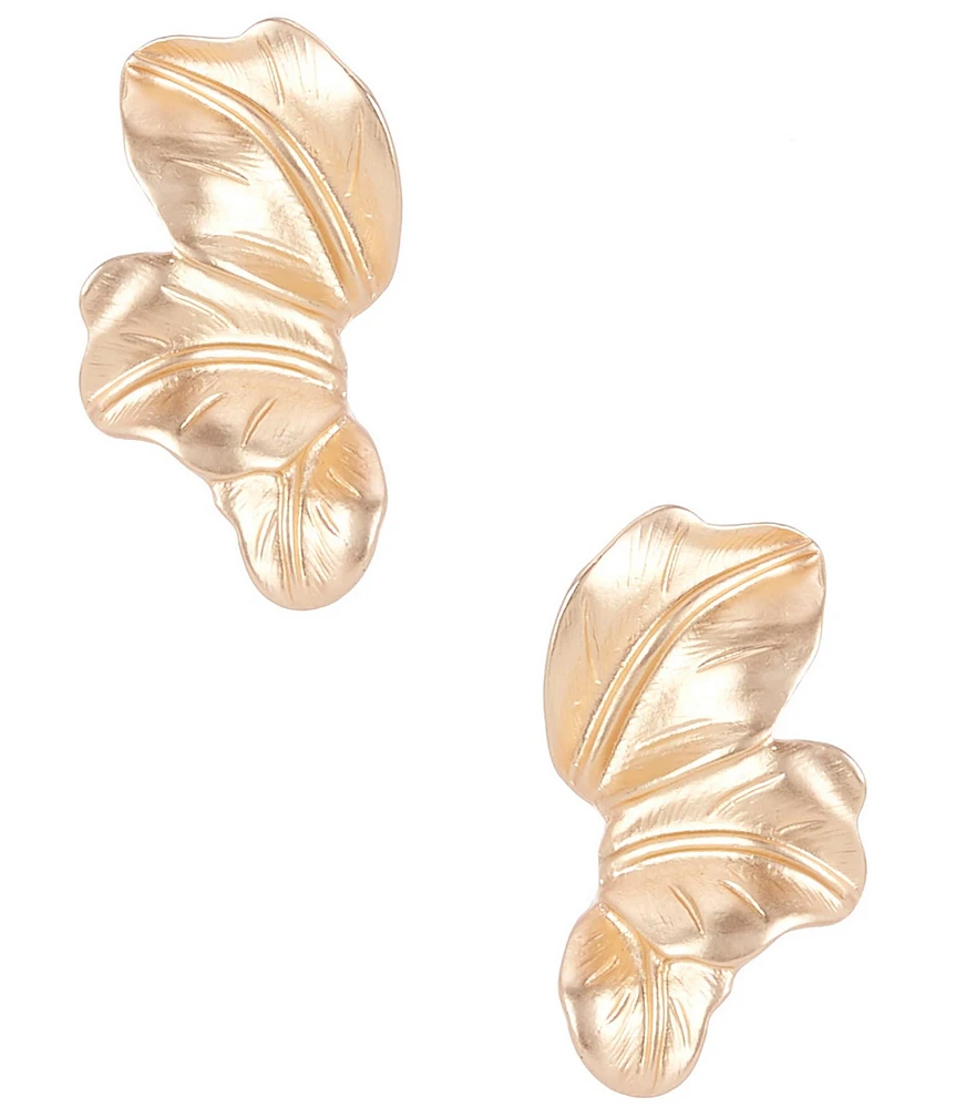 Southern Living Graduating Metal Leaf Sculptural Drop Earrings