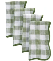 Southern Living Green Plaid Scalloped Napkins, Set of 4