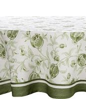 Southern Living Green Pomegranate Print Round Tablecloth