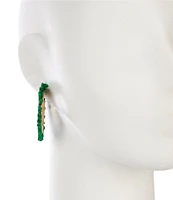 Southern Living Green Raffia Sunburst Hoop Earrings
