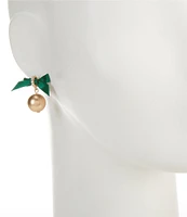 Southern Living Green Ribbon Bow Pave Drop Earrings