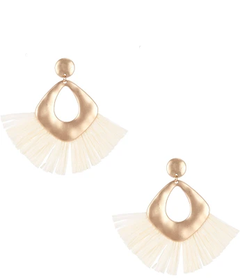 Southern Living Hammered Navette Metal Resort Raffia Drop Earrings