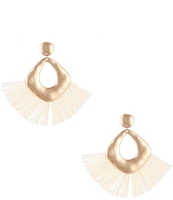 Southern Living Hammered Navette Metal Resort Raffia Drop Earrings