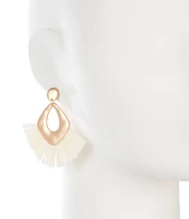 Southern Living Hammered Navette Metal Resort Raffia Drop Earrings