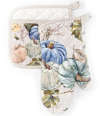 Southern Living Festive Fall Collection Heirloom Pumpkin Oven Mitt and Pot Holder Set