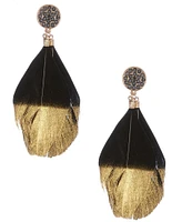 Southern Living Hematite Dipped Feather Drop Earrings