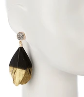 Southern Living Hematite Dipped Feather Drop Earrings