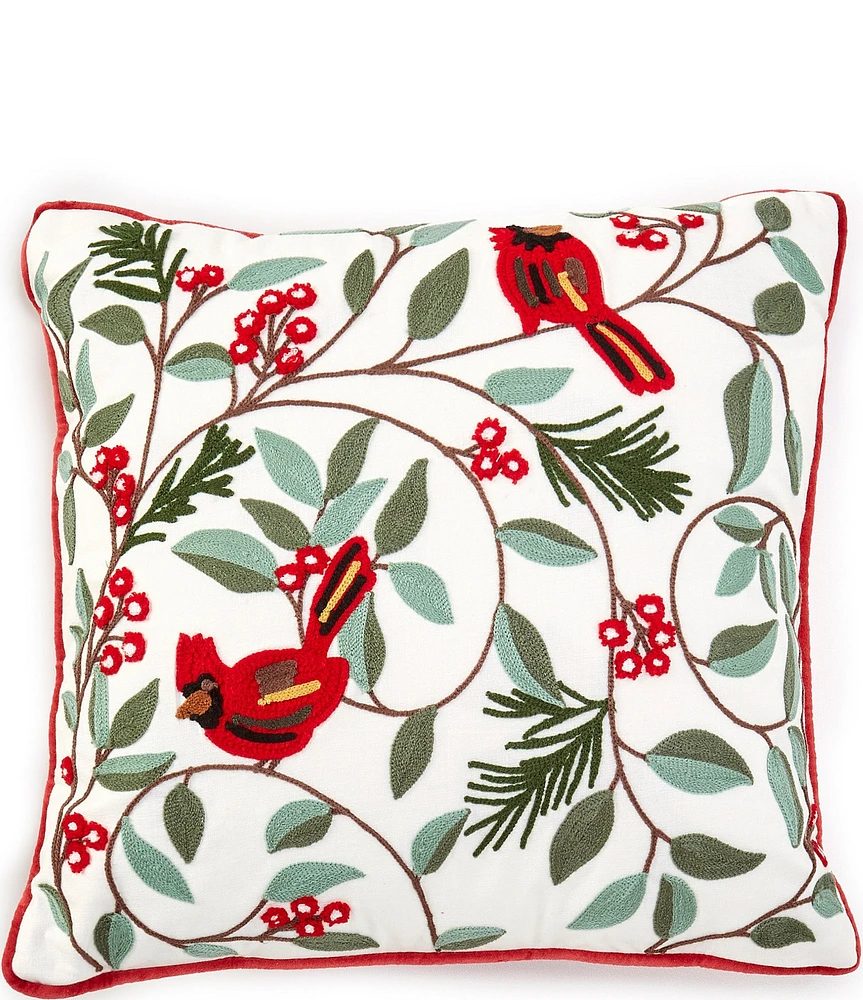 Southern Living Holiday Collection Embroidered Cardinal Pillow