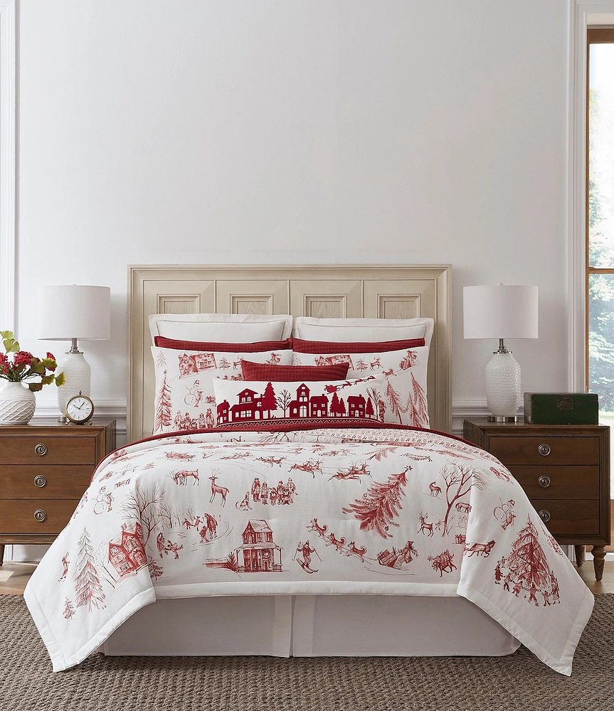 Southern Living Holiday Collection Jovie Christmas Toile Comforter Mini Set