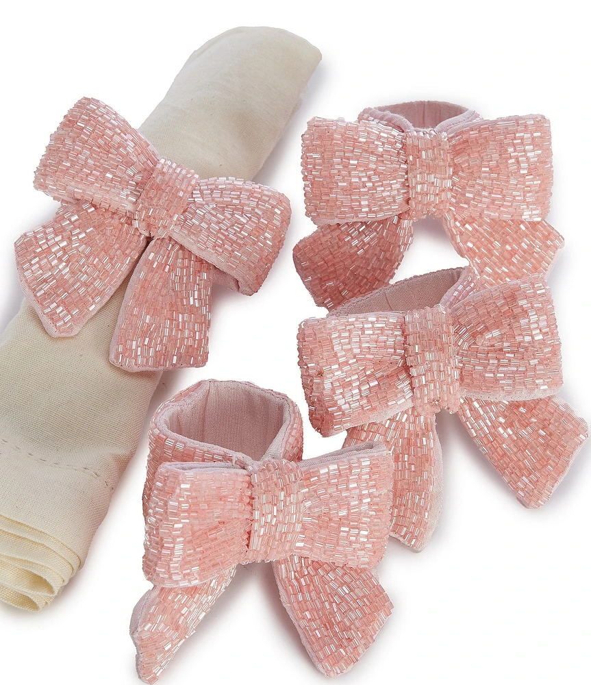 Southern Living Holiday Pink Bow Napkin Rings, Set of 4