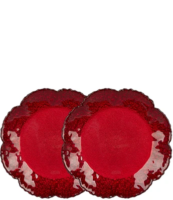 Southern Living Holiday Red Canape Plates, Set of 2