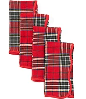 Southern Living Holiday Tartan Plaid Scalloped Napkins, Set of 4