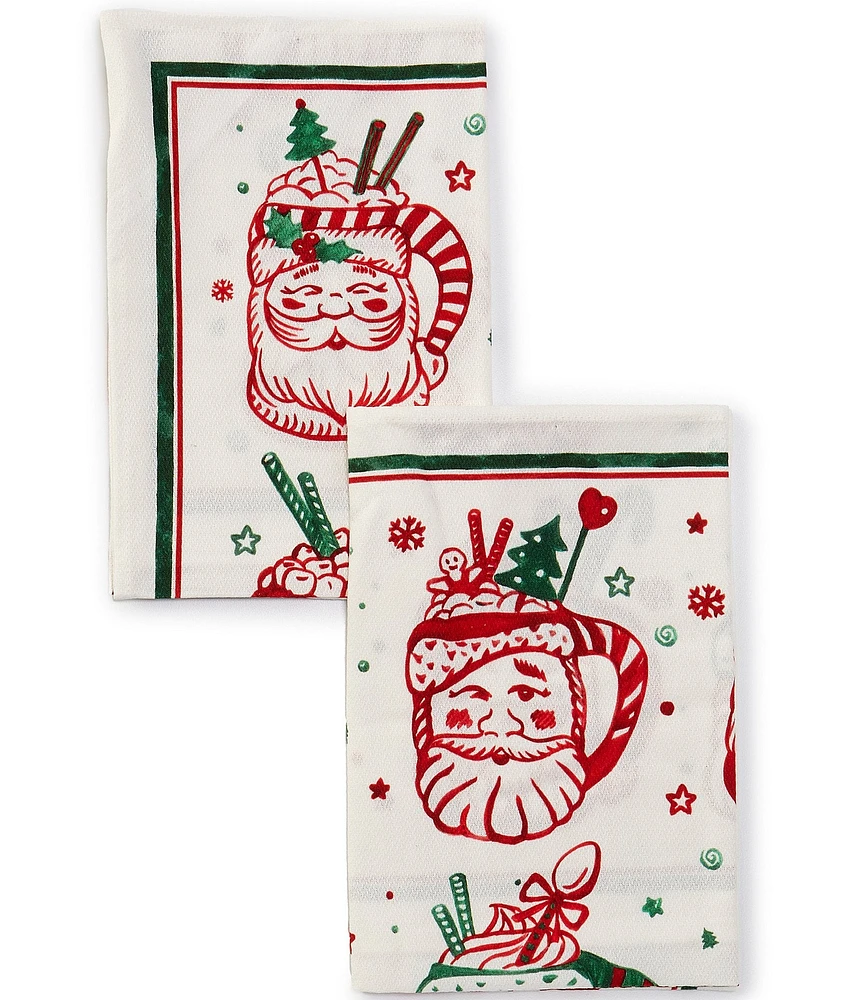 Southern Living Holiday Vintage Santa Mug Kitchen Towels, Set of 2