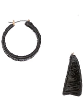 Southern Living Jet Raffia Wrapped Metal Hoop Earrings
