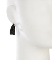 Southern Living Jet Raffia Wrapped Metal Hoop Earrings
