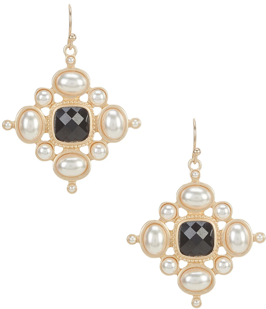 Southern Living Jet Stone & Pearl Drop Earrings