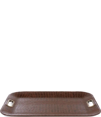 Southern Living Large Faux Crocodile Tray with Metal Handles