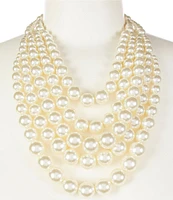 Southern Living Large Pearl Multi Row Bib Statement Necklace