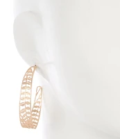 Southern Living Leaf Branch Metal Hoop Earrings