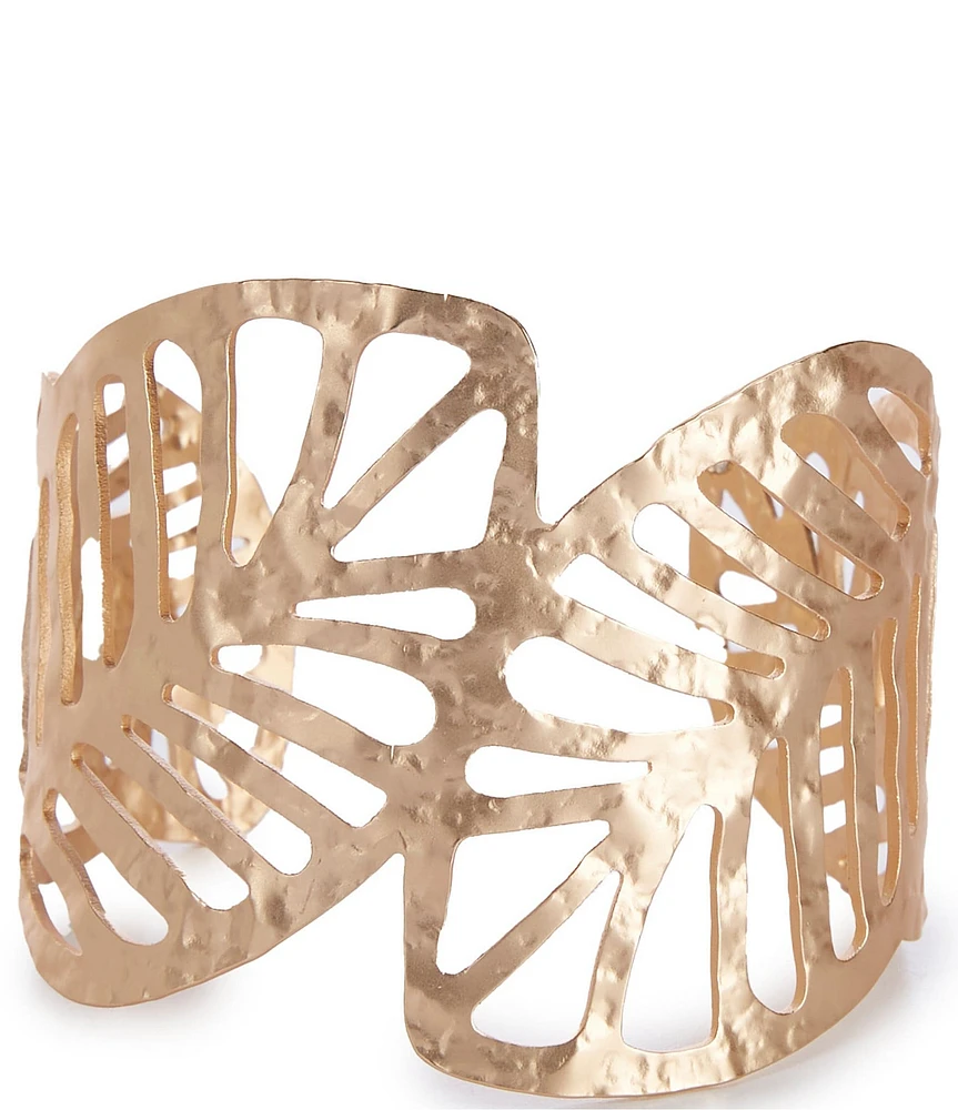 Southern Living Leaf Hammered Metal Cuff Bracelet