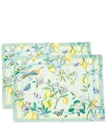 Southern Living Lemon Print Reversible Placemats, Set of 2