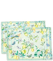 Southern Living Lemon Print Reversible Placemats, Set of 2