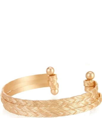 Southern Living Line Weave Textured Metal Cuff Bracelet