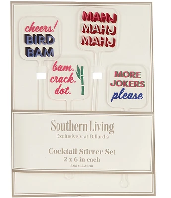 Southern Living Mahjong Acrylic Cocktail Stir Sticks, Set of 4