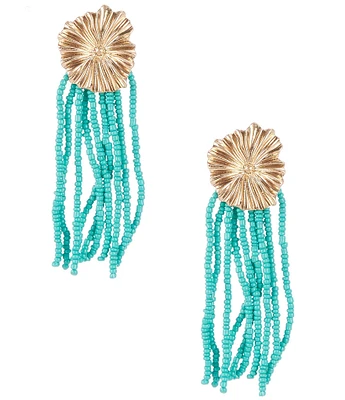 Southern Living Metal Flower Beaded Resort Tassel Earrings