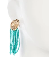 Southern Living Metal Flower Beaded Resort Tassel Earrings