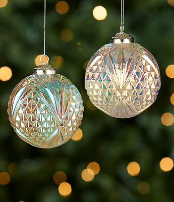 Southern Living Miracle & Wonder Collection Iridescent Faceted Glass Ball Ornament Set