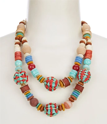 Southern Living Mixed Media Double Strand Resort Statement Necklace