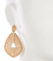 Southern Living Monstera Leaf Cream Raffia Wrapped Orbital Drop Earrings