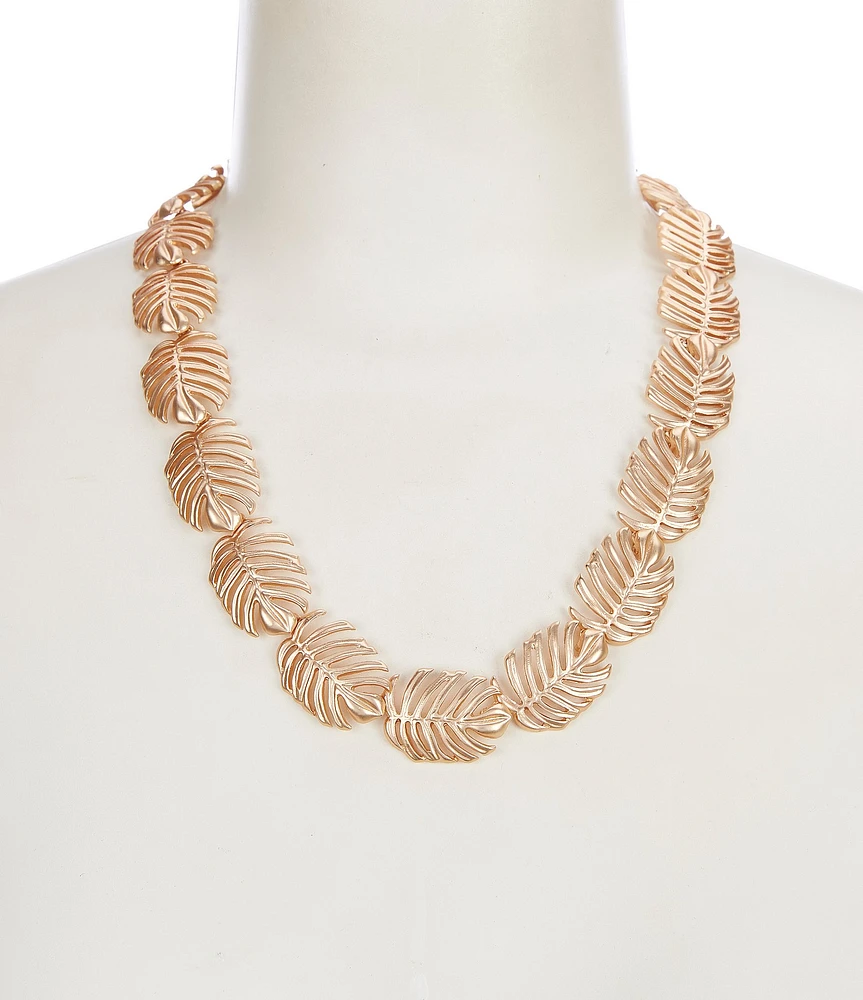 Southern Living Monstera Resort Metal Leaf Collar Necklace