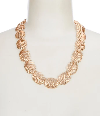 Southern Living Monstera Resort Metal Leaf Collar Necklace