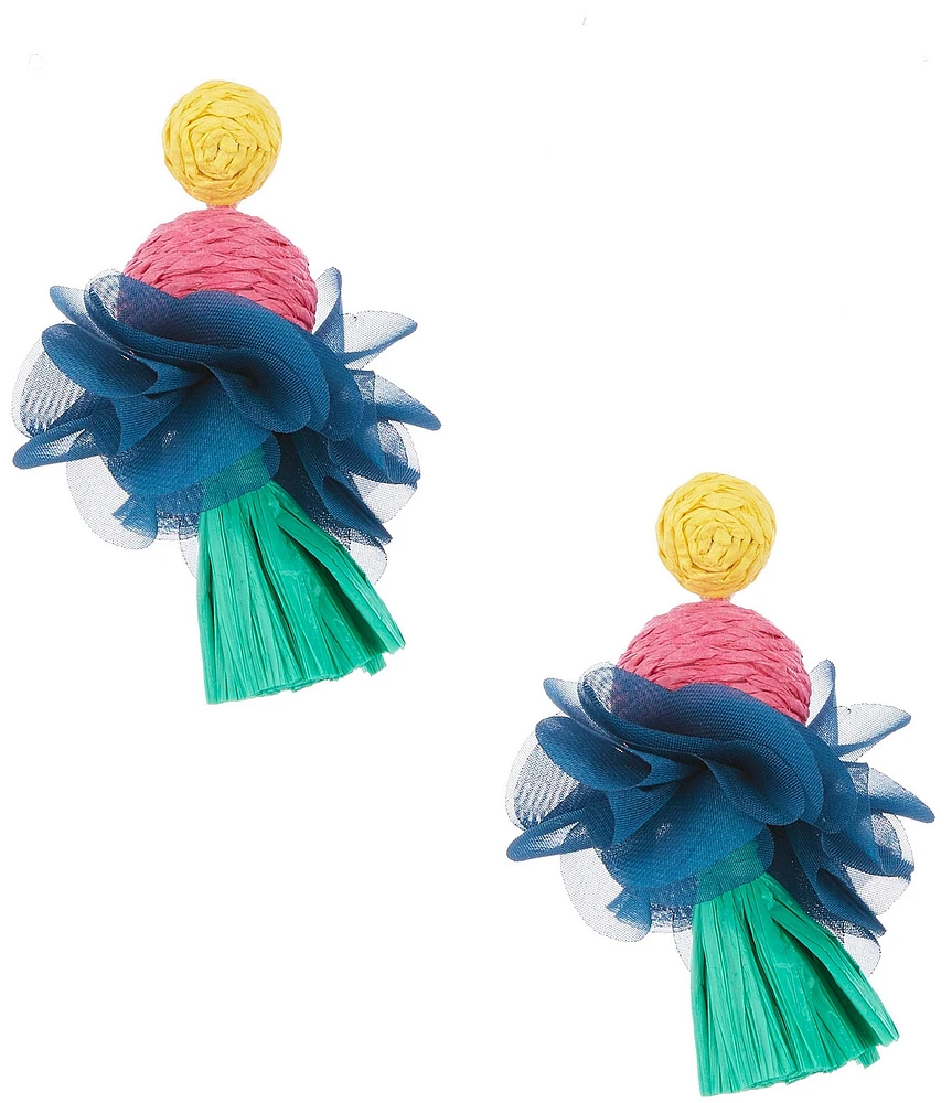 Southern Living Multi Color Raffia Petal Drop Earrings