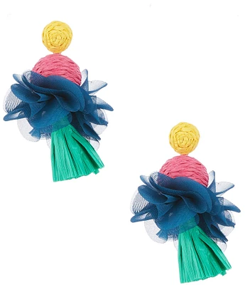 Southern Living Multi Color Raffia Petal Drop Earrings