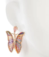 Southern Living Multi Color Thread Metal Butterfly Drop Earrings