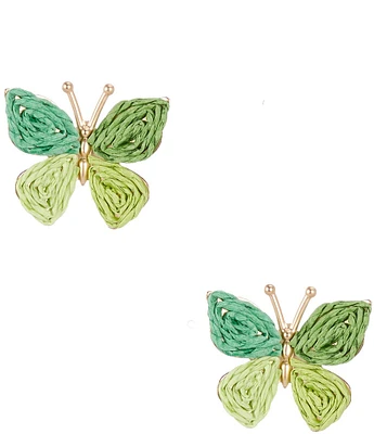 Southern Living Multi Green Raffia Butterfly Drop Earrings