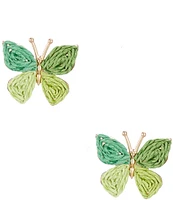 Southern Living Multi Green Raffia Butterfly Drop Earrings