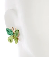 Southern Living Multi Green Raffia Butterfly Drop Earrings