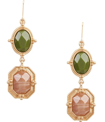 Southern Living Multi Resin Cab Oval & Square Metal Drop Earrings