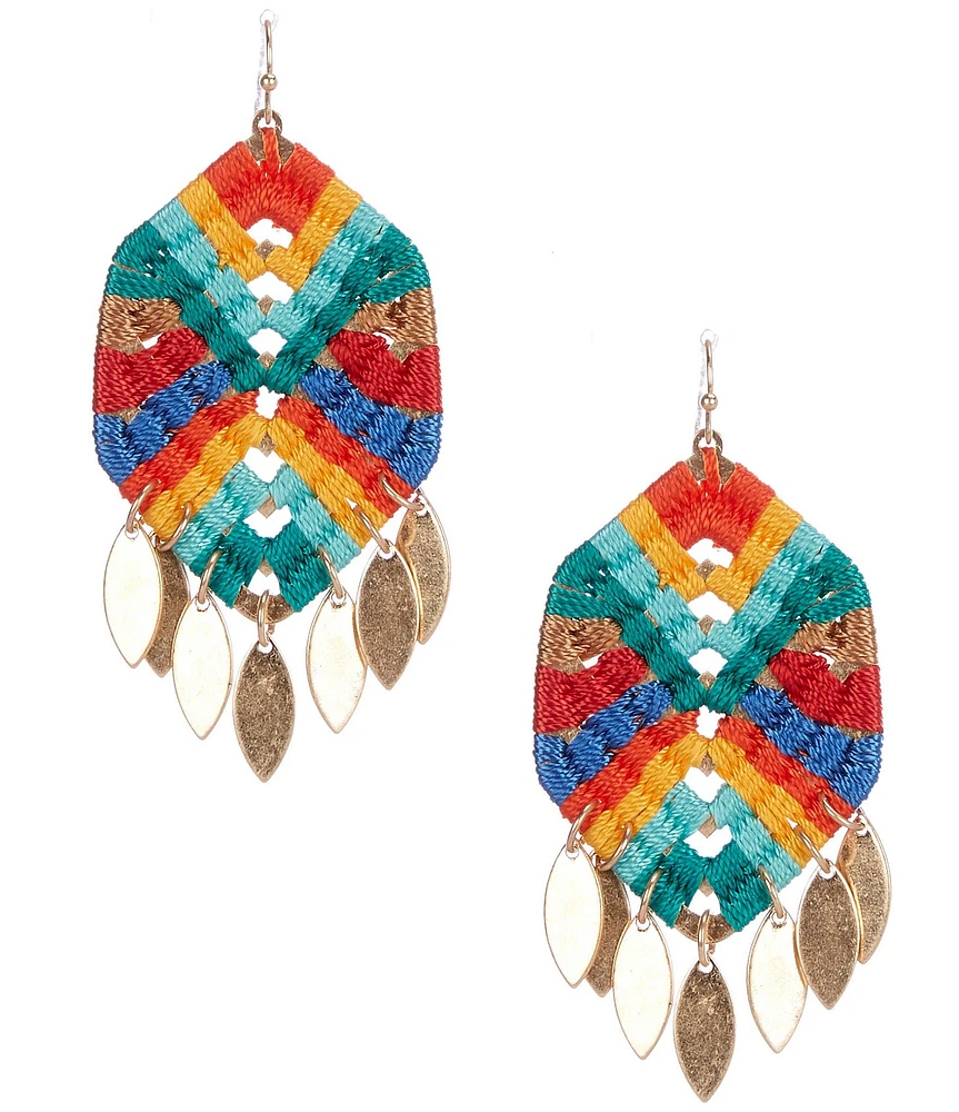 Southern Living Multi Woven Skakey Resort Chandelier Earrings
