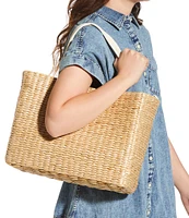 Southern Living Natural Straw Picnic Tote Bag