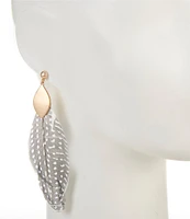 Southern Living Navette Dotted Feather Drop Earrings