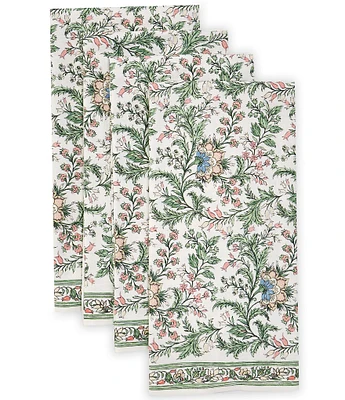 Southern Living Norah Floral Block Print Pink Napkins, Set of 4