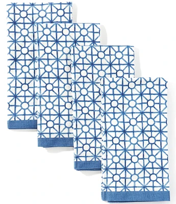 Southern Living Pagoda Blue Cane Print Napkins, Set of 4