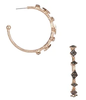 Southern Living Pave Geo Hoop Earrings