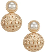 Southern Living Pearl Cab Filigree Bead Drop Earrings